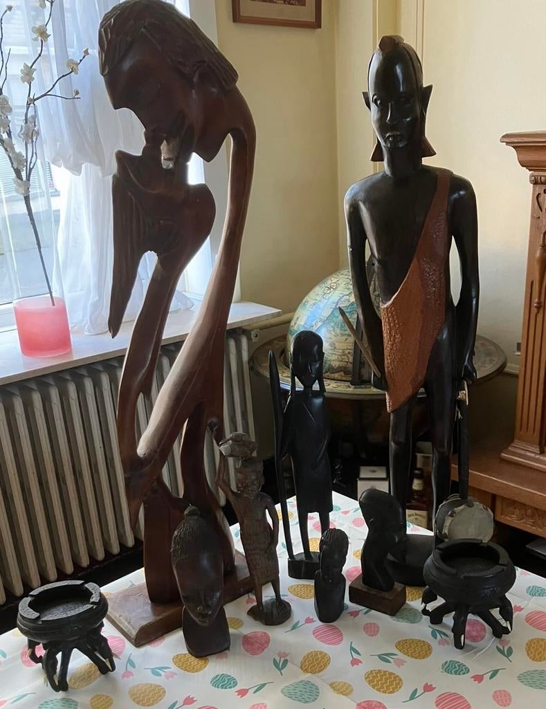Statues vintage africaines en ébène., Enlèvement ou Envoi