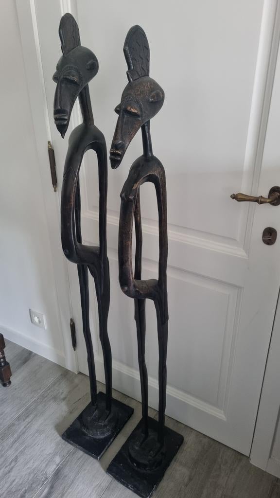 2 afrikaanse beelden te koop, Antiek en Kunst, Ophalen