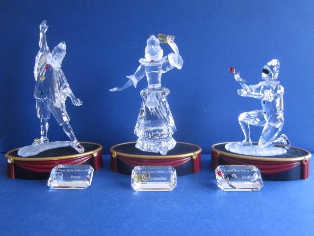 Swarovski SCS 1999, 2000, 2001 Pierrot, Harlekijn, Colombine, Verzamelen, Ophalen of Verzenden