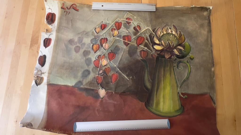 6 stillevens olieverf op doek – L.v.R. ’73, Ophalen of Verzenden