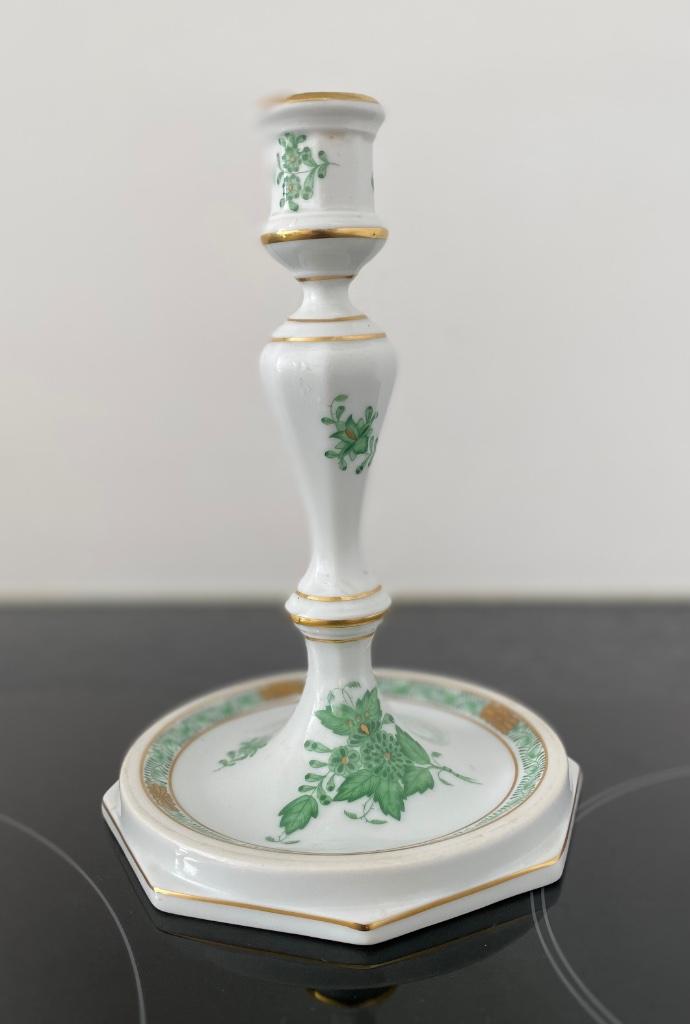 Herend Hungary kandelaar, groen Chinees bouquet, Antiek en Kunst, Ophalen