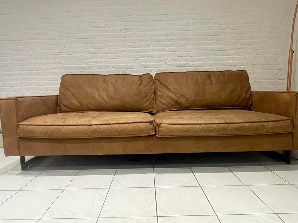 2,5 zit (cognac-kleurige) zetel te koop., Ophalen, Industrieel /modern, Gebruikt, Driepersoons