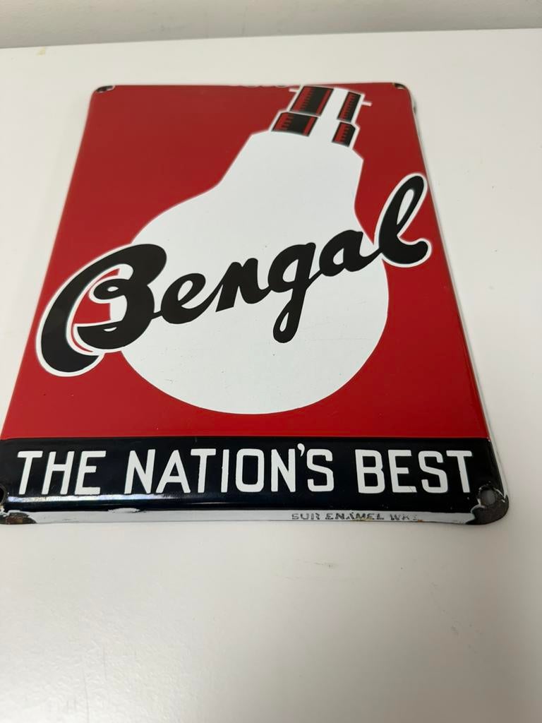 Enseigne publicitaire en émail lampes du Bengale, Collections, Enlèvement ou Envoi, Utilisé, Panneau publicitaire