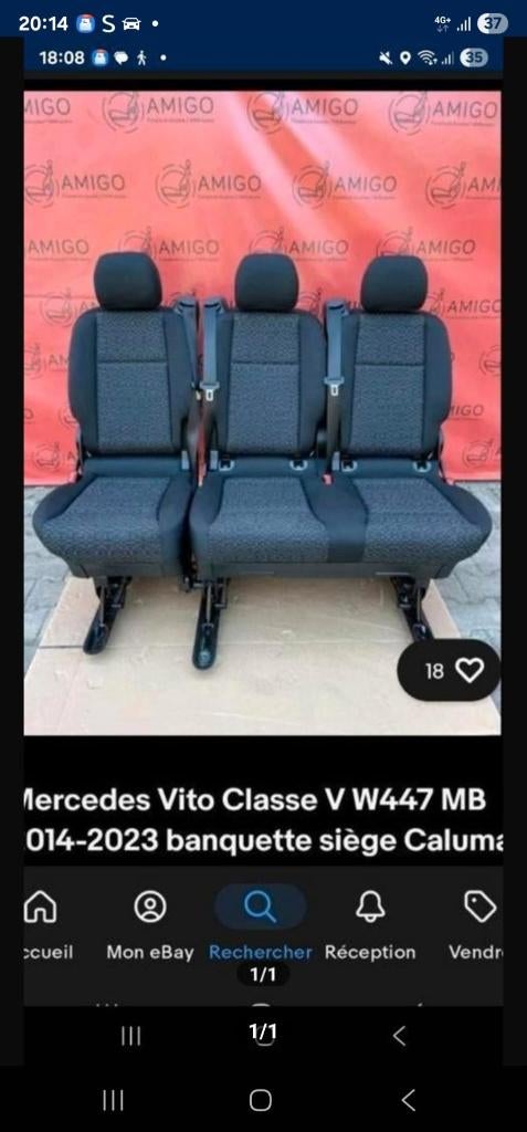 Banquette en tissus. Mercedes classe V/Vito ww47, Autos : Pièces & Accessoires, Enlèvement ou Envoi, Neuf, Mercedes-Benz