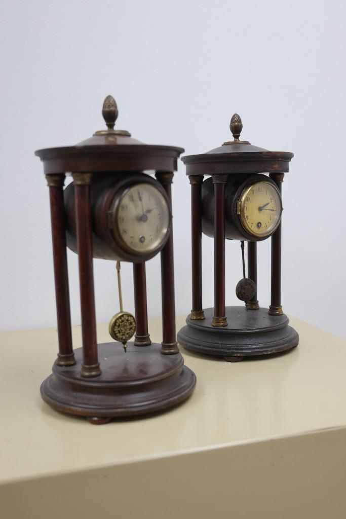 2X antieke klokken Napoleon zuilen 1900 horloge tafel KLOK, Antiek en Kunst, Ophalen
