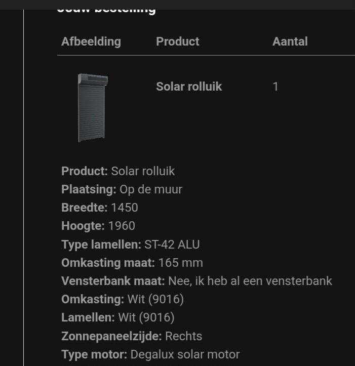 Rolluik Solar, Ophalen, Nieuw