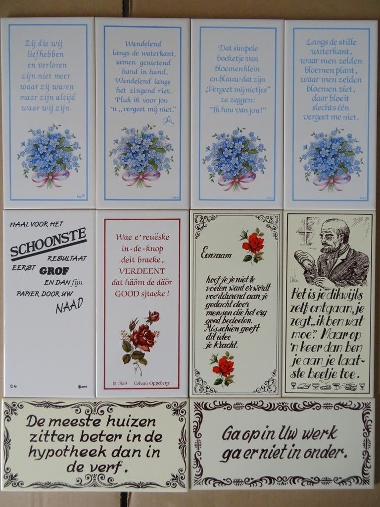 Vintage Mosa tegel tegels met spreuk 19 euro per stuk 10x, Antiek en Kunst, Curiosa en Brocante, Ophalen of Verzenden