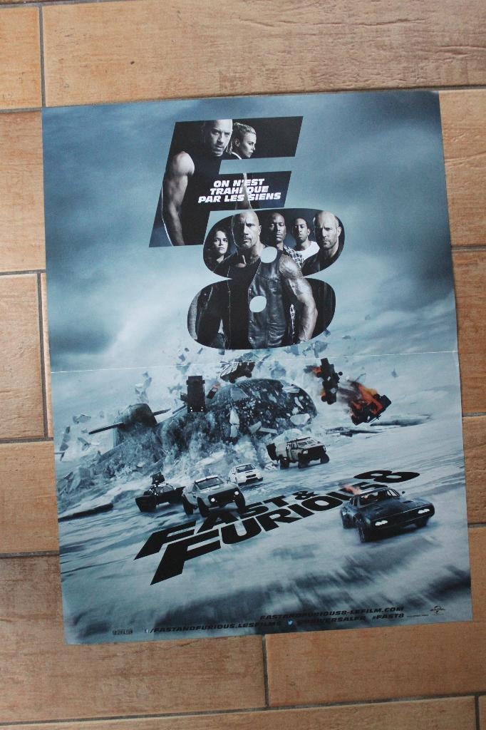 filmaffiche Fast And Furious 8 filmposter, Rechthoekig Staand, Ophalen of Verzenden, Zo goed als nieuw, A1 t/m A3