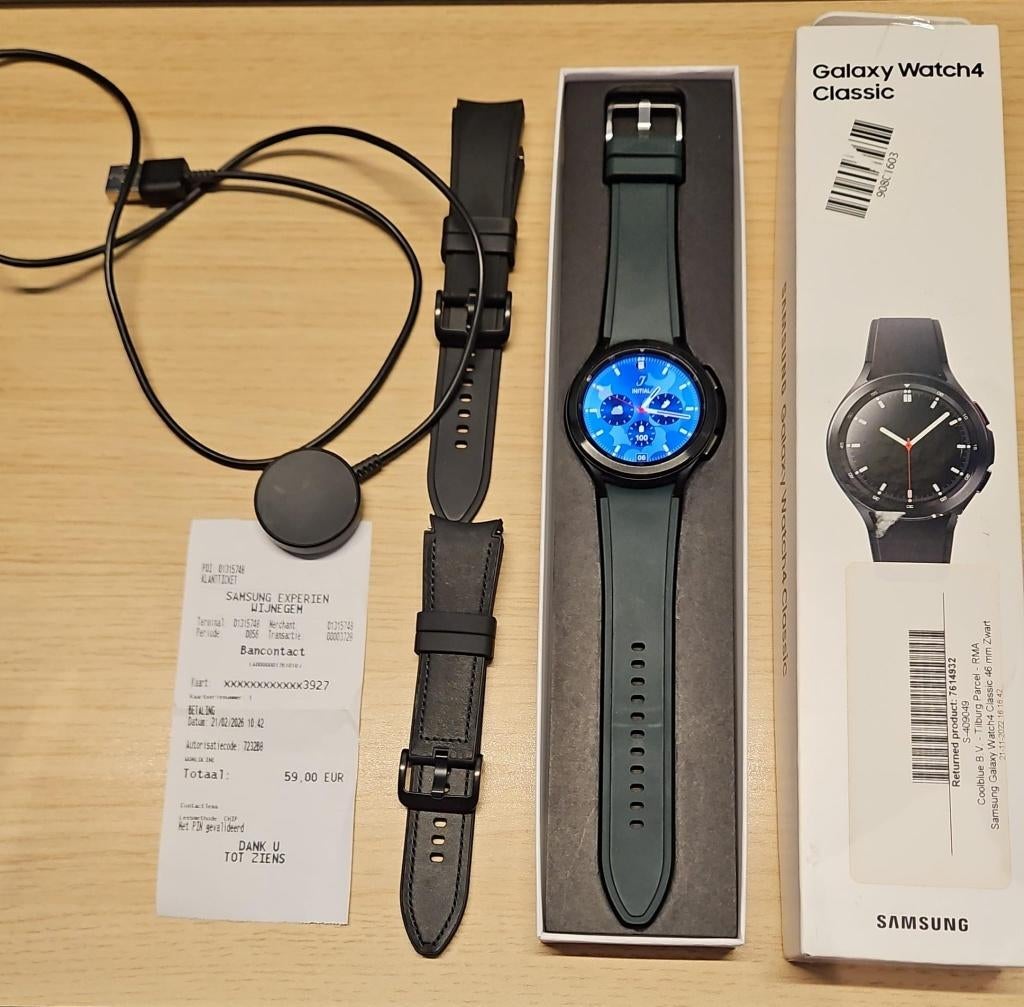 Galaxy Watch 4 Classic (zo goed als nieuw), Handtassen en Accessoires, Smartwatches, Zwart, Ophalen of Verzenden, Zo goed als nieuw