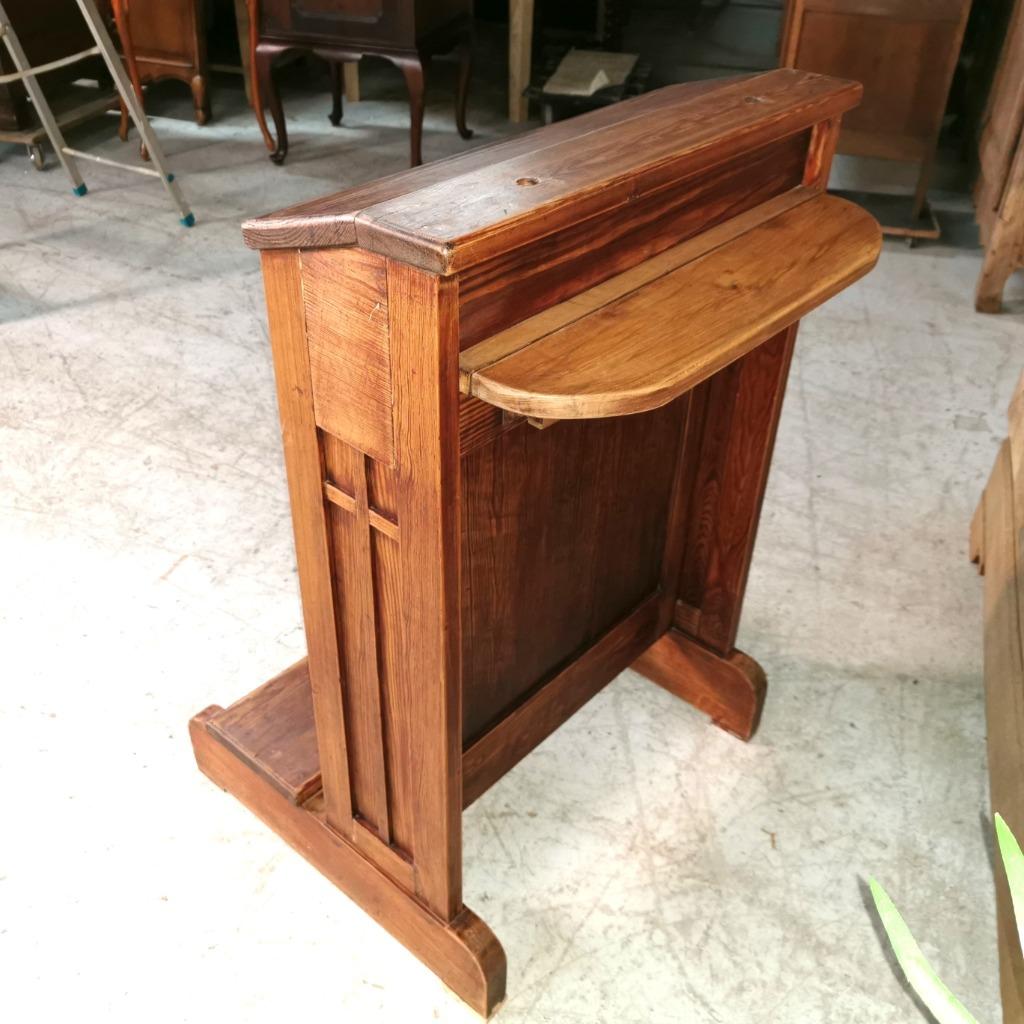 Antieke Biechtbank in pitchpine L 60 B 54 H 90, Antiek en Kunst, Curiosa en Brocante, Ophalen