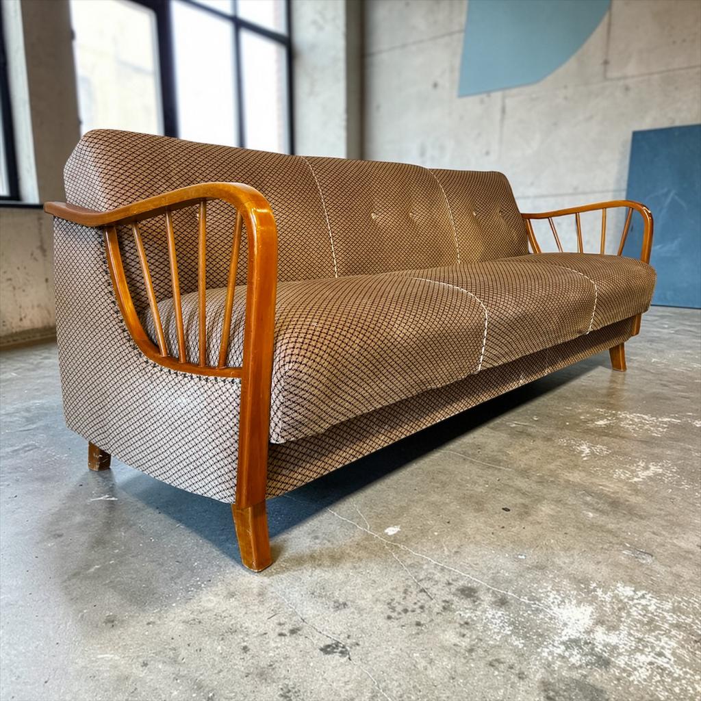 Siège/canapé-lit et canapé vintage en bois, Antiquités & Art, Enlèvement