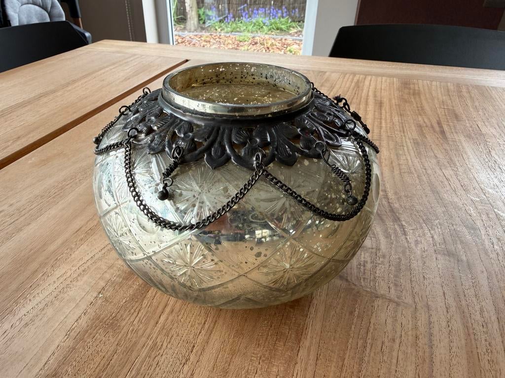 Theelichthouder, Huis en Inrichting, Woonaccessoires | Vazen, Ophalen, Gebruikt, Glas, Minder dan 50 cm