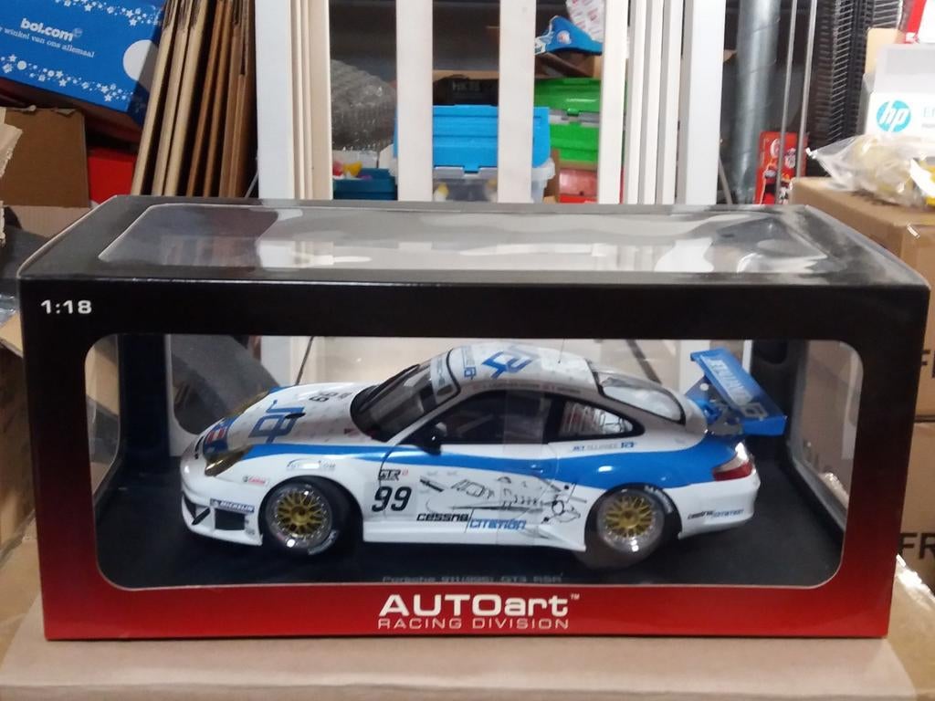 Autoart 1/18 Porsche 911 996 GT3 RSR FIA GT MULLEGA 2006, Ophalen of Verzenden, Zo goed als nieuw, Auto, Autoart