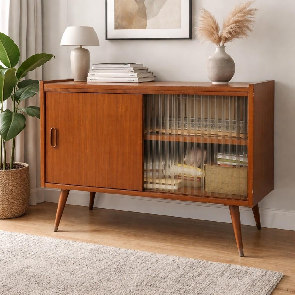 Schattig theekastje jaren 60, Huis en Inrichting, Kasten | Dressoirs, Ophalen, Glas