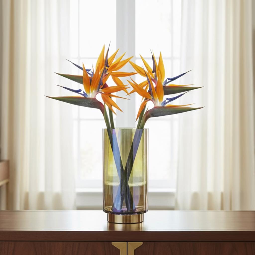 Glazen vaas / kandelaar – groen design, Huis en Inrichting, Woonaccessoires | Vazen, Verzenden, Nieuw, Glas, Minder dan 50 cm