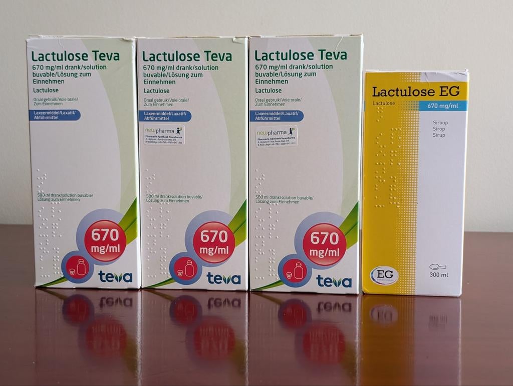 laxeermiddel. Lactulose 3x500 ml TEVA en 1x300 ml EG., Handtassen en Accessoires, Uiterlijk | Dieet en Afvallen, Ophalen of Verzenden