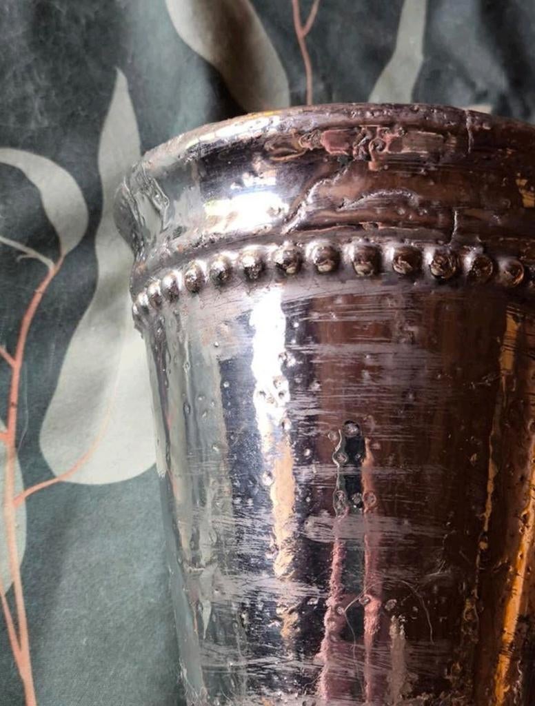 Zilverkleurige bloempot (binnenshuis).  Met spiegel effect., Ophalen of Verzenden