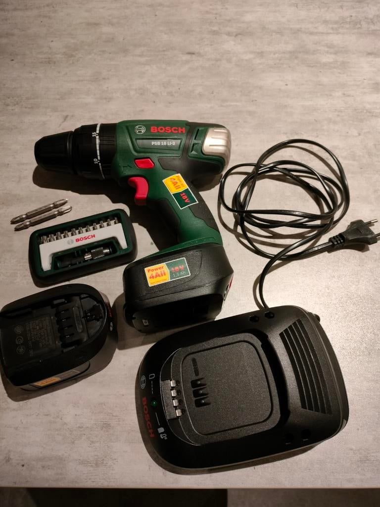 Bosch accu schroevendraaier / boormachine PSB 18 Li-2, Bricolage & Construction, Enlèvement ou Envoi, Utilisé, Foreuse et Perceuse