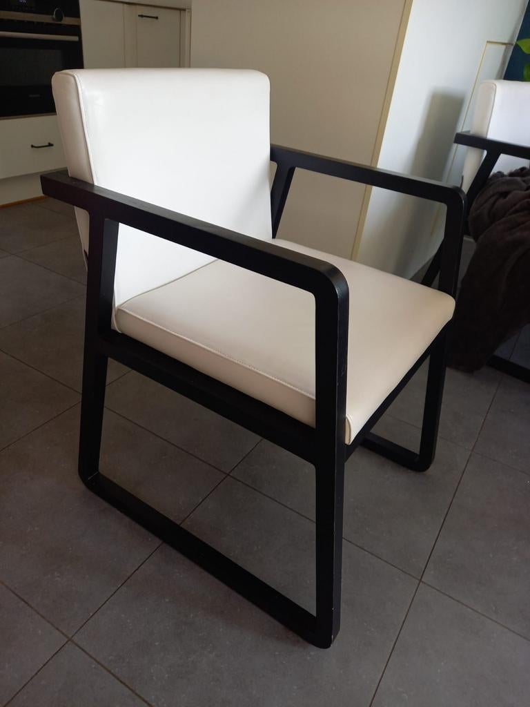 4 Sancal Midori slee eetkamerstoelen, Maison & Meubles, Chaises, Enlèvement, Blanc, Cuir
