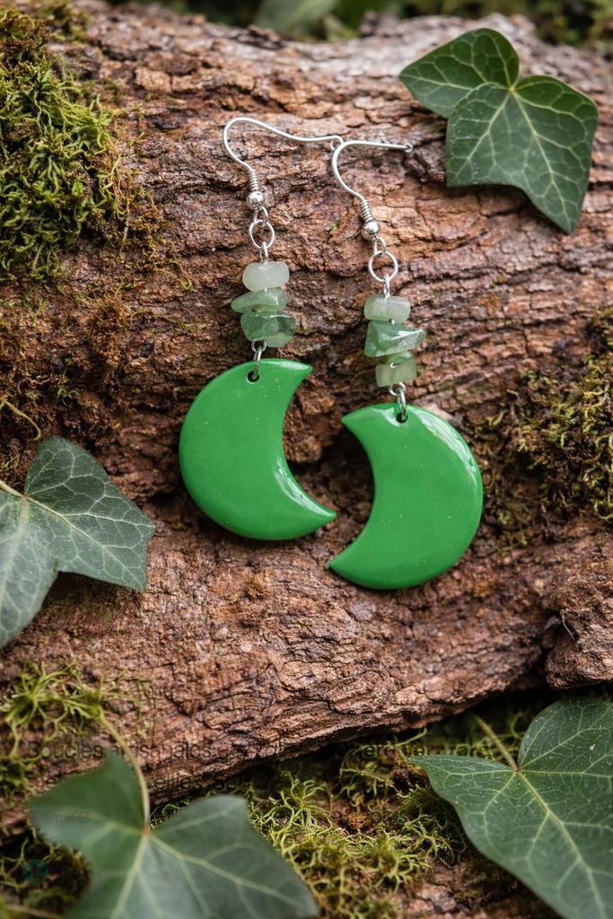 Groene handgemaakte oorbellen — natuursteen, Handtassen en Accessoires, Oorbellen, Overige materialen, Hangers, Nieuw, Ophalen of Verzenden