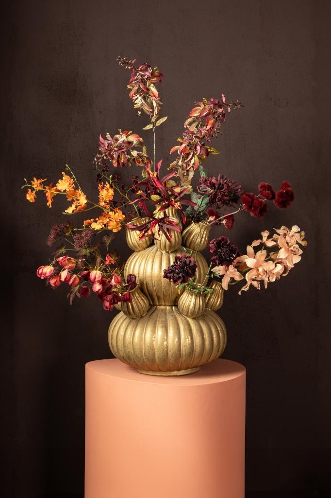 XXL Tulpenvaas Keramiek - Goudkleurige vaas, Ophalen, Overige kleuren, 50 tot 75 cm, Aardewerk of Porselein