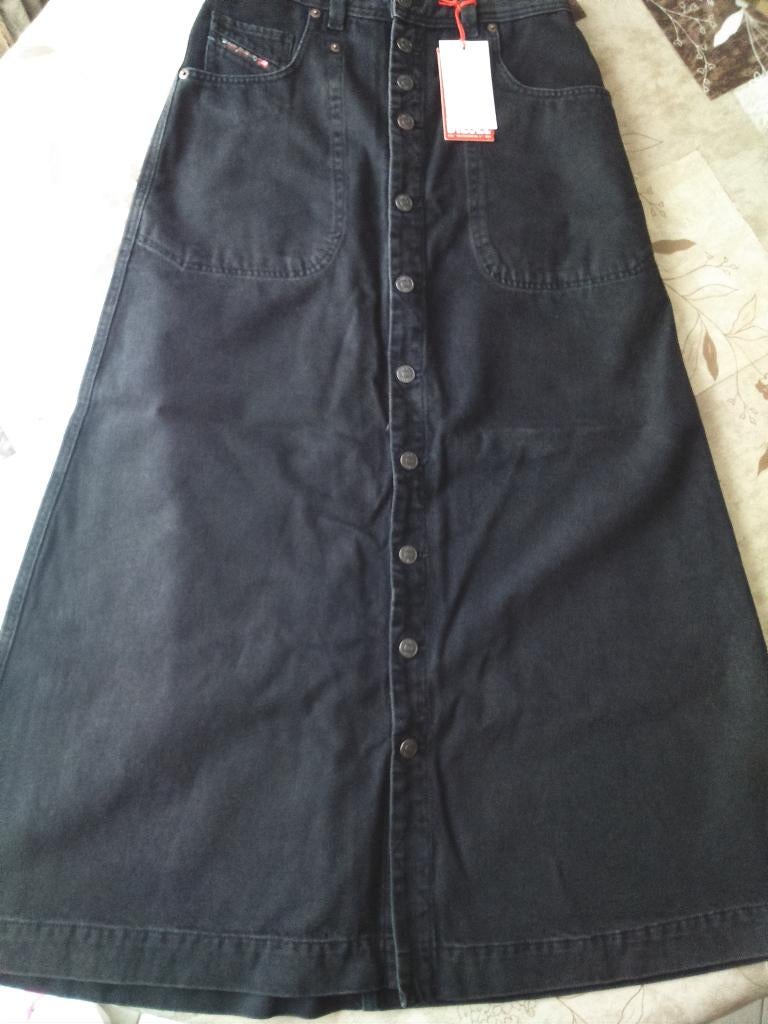 LANGE DENIM ROK DIESEL - MAAT SMALL (taille 29) - NIEUW, Kleding | Dames, Rokken, Diesel, Ophalen of Verzenden, Nieuw, Zwart