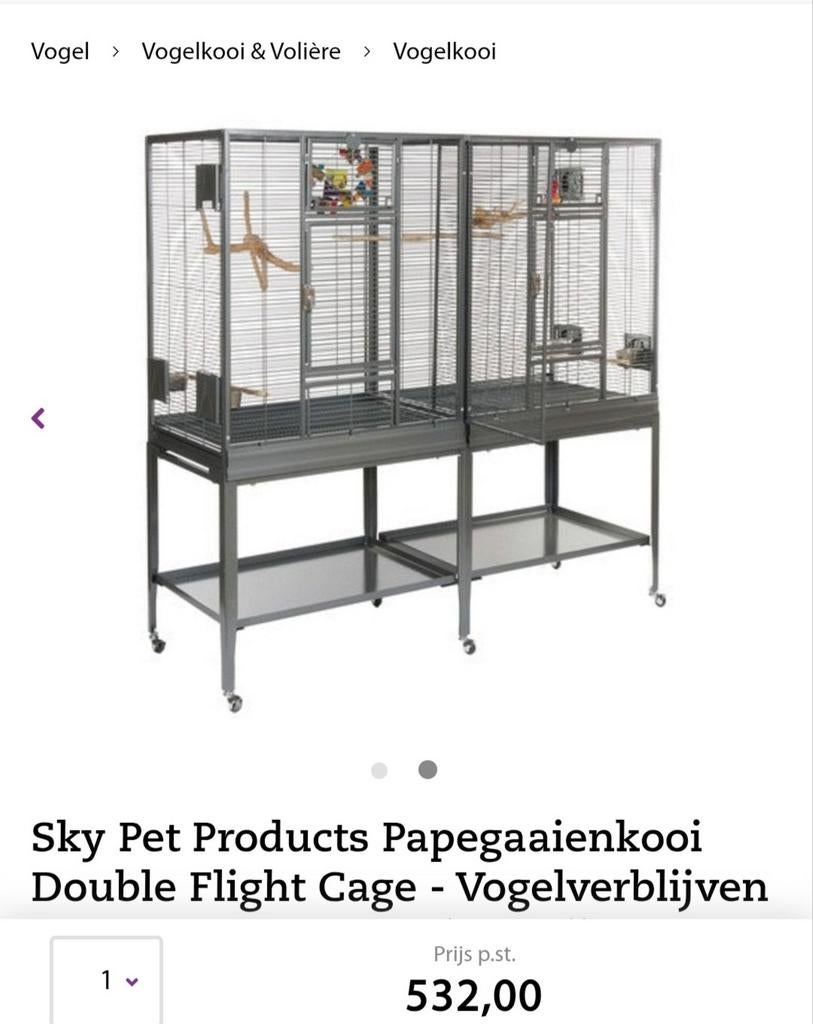 Kooi voor papegaaien, is een dubbel kooi ( zo goed als nieuw, Ophalen