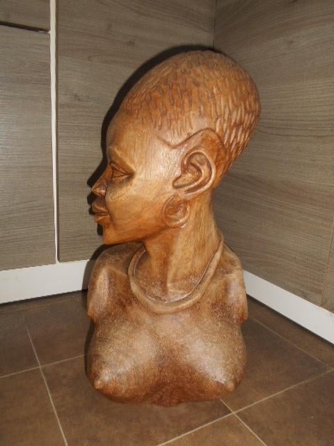 Mooi houten beeld - Afrikaanse vrouw, Antiek en Kunst, Ophalen of Verzenden, Hout, Beeld, Vrouw
