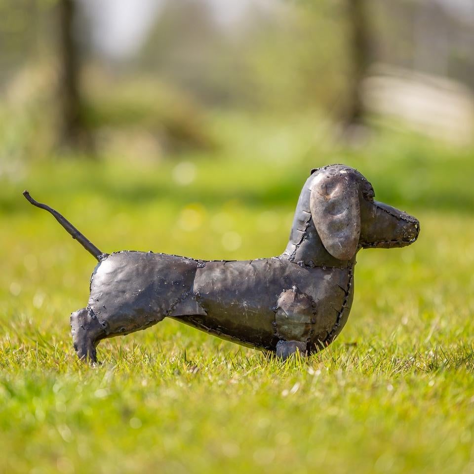 Image : Teckel en métal, Antiquités & Art, Art | Sculptures & Bois, Statue, Métal, Autres sujets, 50 - 100 cm, Afrique, Brun, Résistant aux intempéries