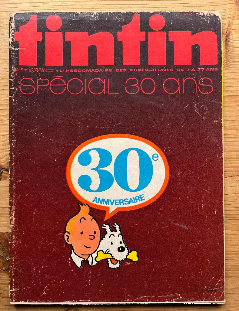 TIJDSCHRIFT TINTIN NR. 40 1976 30 JAAR, Gelezen, Eén stripboek, Ophalen of Verzenden, Édition Lombard
