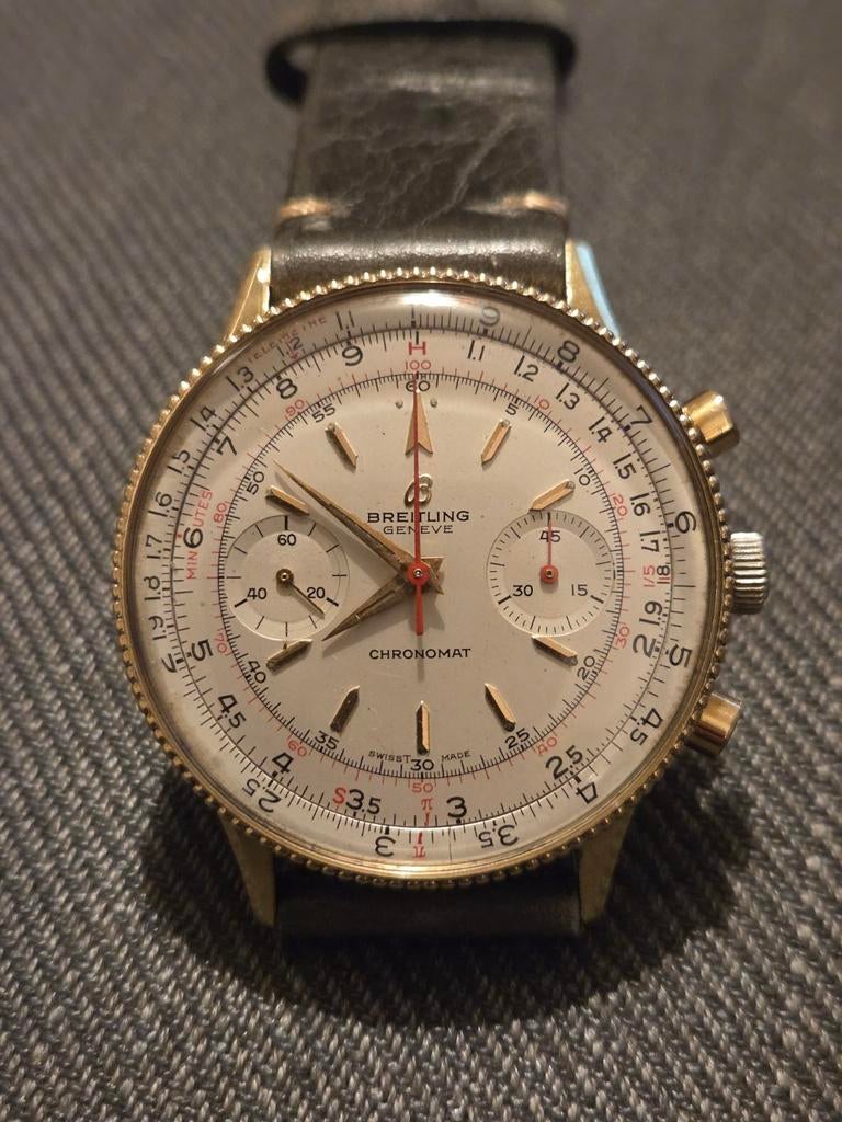 Chronographe Breitling Chronomat 808 - Venus 175 - révisée., Montre-bracelet, Enlèvement ou Envoi, Breitling, Cuir