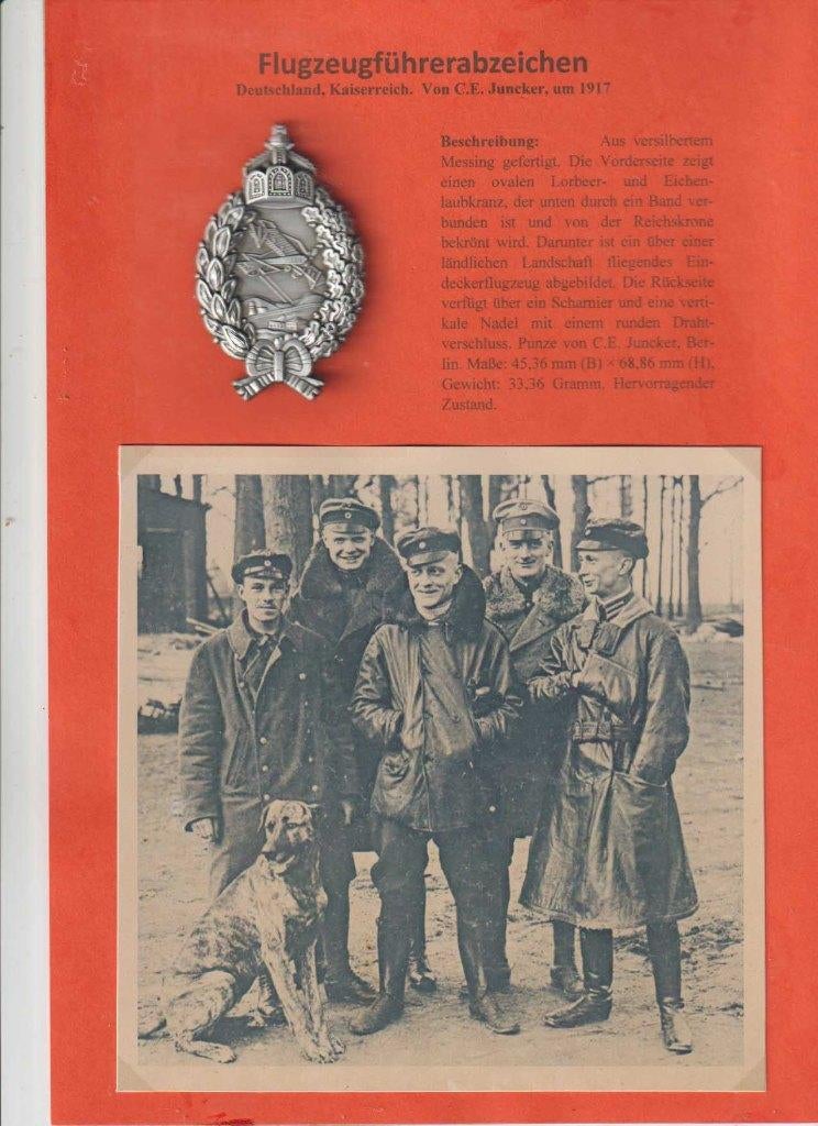 Insigne de pilote, 1917, Empire allemand., Envoi, Armée de l'air, Emblème ou Badge