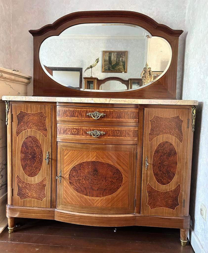 Authentieke commode met spiegel - een blikvanger, Antiek en Kunst, Ophalen