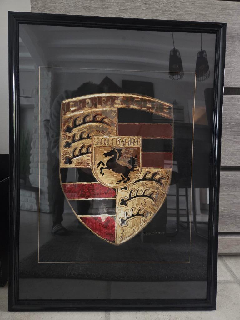 porsche logo olieverf, Enlèvement