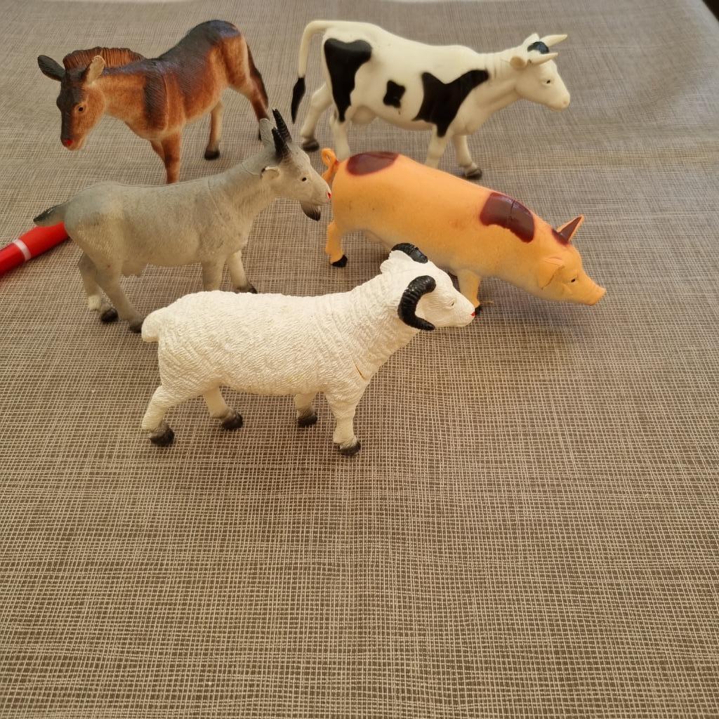 5 kunststof speelgoed diertjes, Verzamelen, Ophalen of Verzenden, Gebruikt