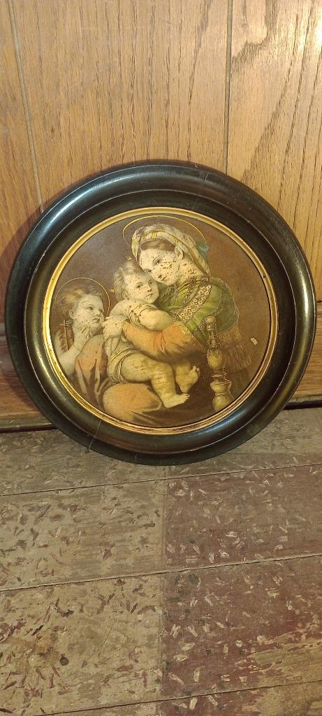 Gravure religieuse 27cm de diamètre, n150, Antiquités & Art, Enlèvement ou Envoi