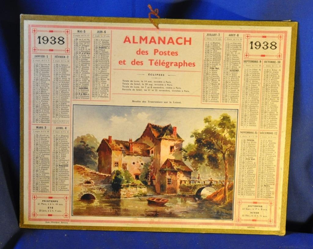 calendrier almanach des  PTT de 1938, Collections, Enlèvement ou Envoi, Utilisé