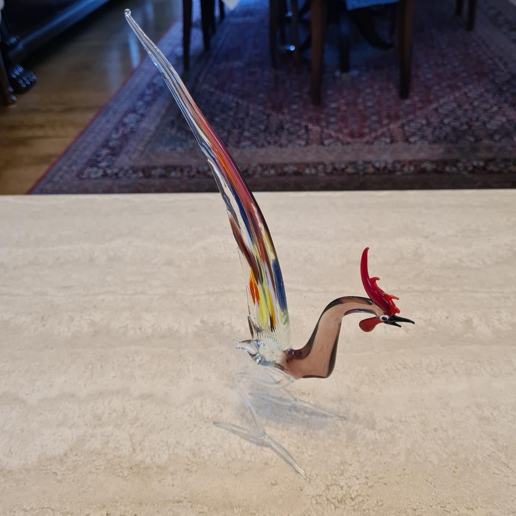 Handgeblazen glazen vogel in Murano-stijl., Enlèvement