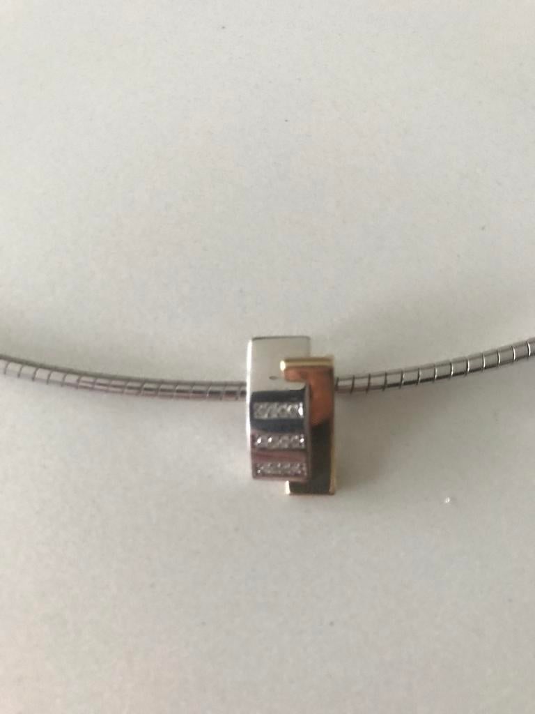 Zilveren Halsketting G & W goud 18 karaat met 12 Briljantjes, Handtassen en Accessoires, Ophalen of Verzenden, Goud