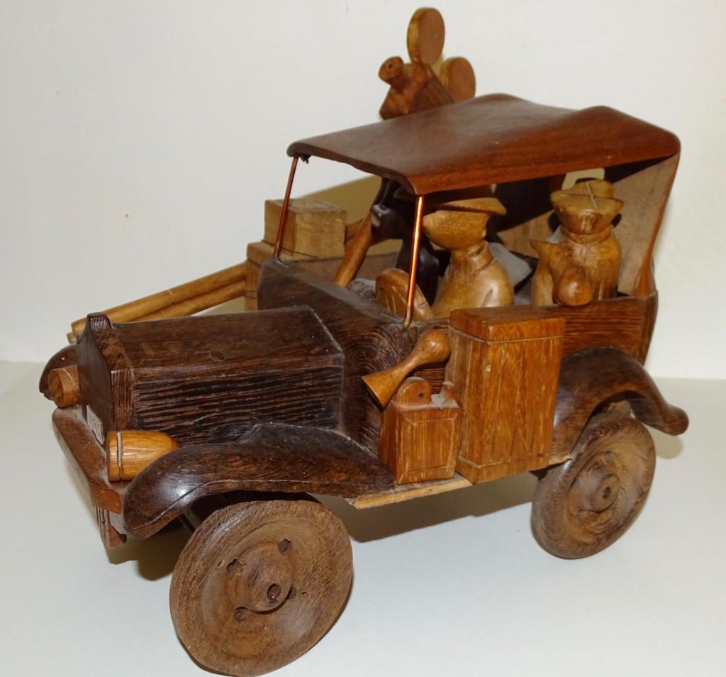 Tintin au Congo Jeep en bois, Collections, Enlèvement, Tintin, Comme neuf, Statue ou Figurine