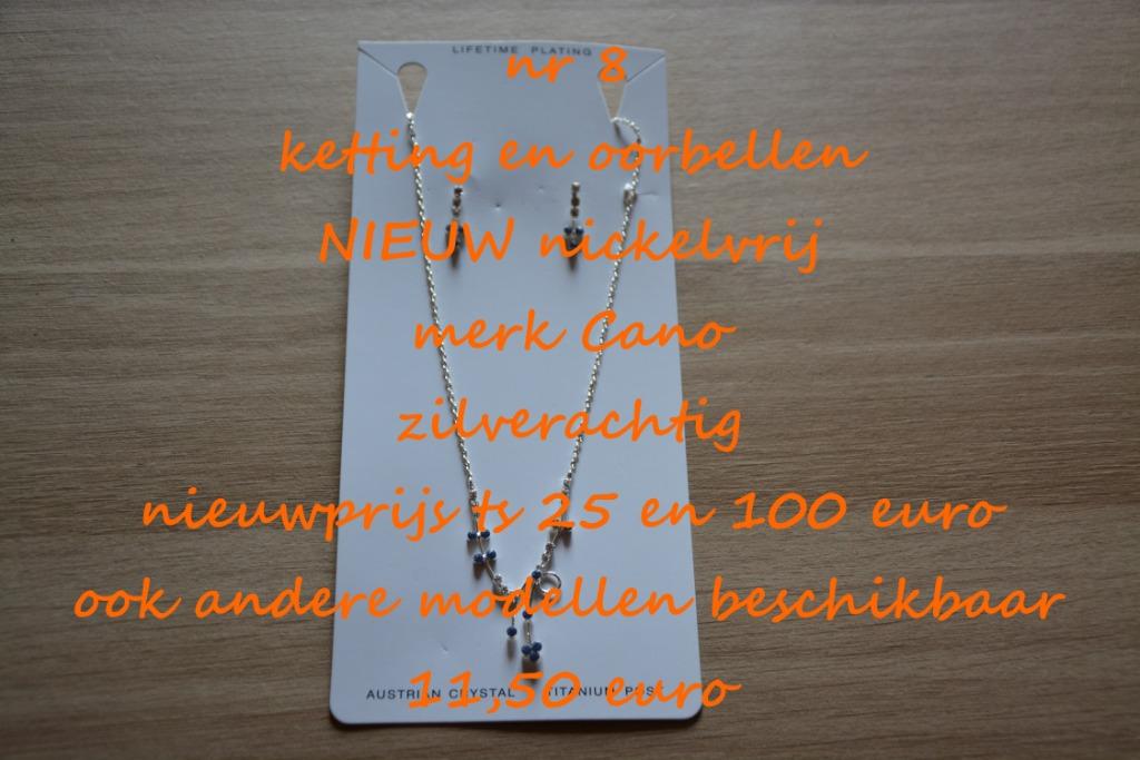 8. Juweelset : ketting en oorbellen , NIEUW , verzending inb, Overige materialen, Met strass, Verzenden, Wit