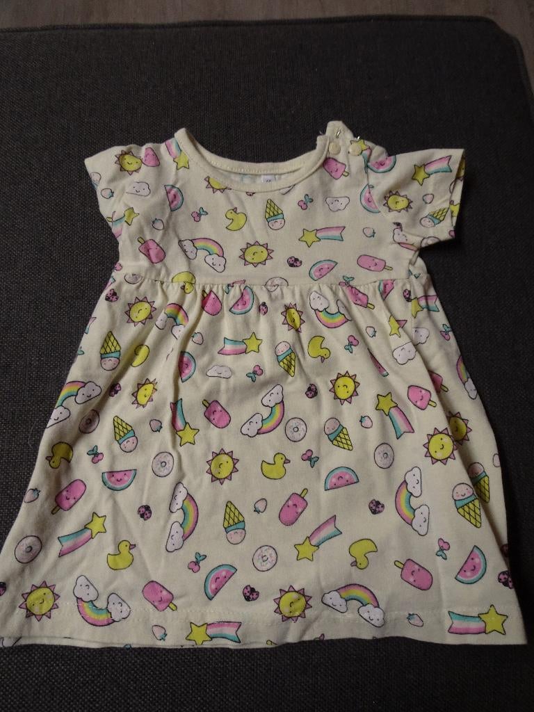 Zachtgeel jurkje met zomerse print (Zeeman) Maat 68, Kinderen en Baby's, Zeeman, Meisje, Jurkje of Rokje, Ophalen of Verzenden