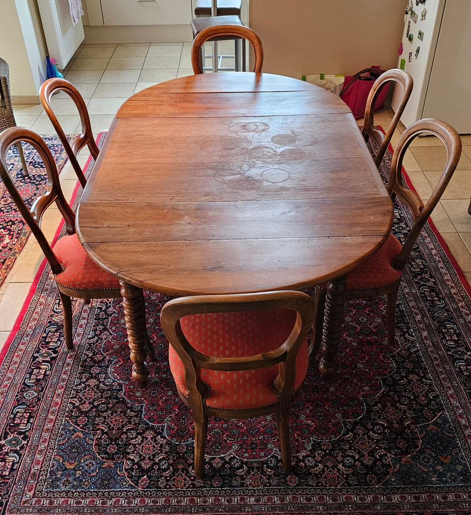 Table en merisier avec rallonges + 6 chaises, Maison & Meubles, Enlèvement, Utilisé, Meubles en merisier