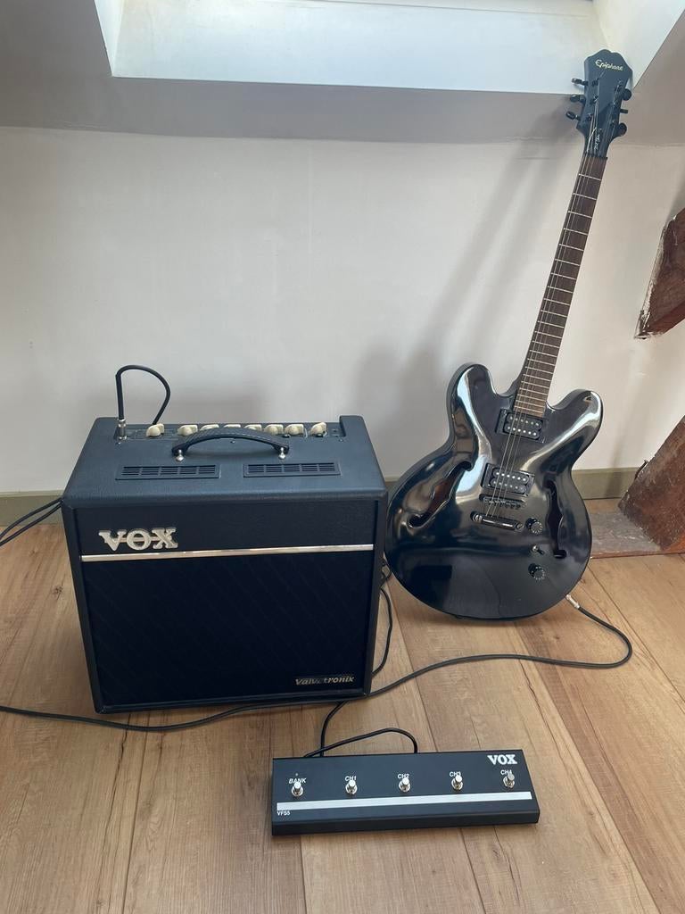 Epiphone Dot Studio met Vox Valvetronix versterker, Ophalen, Gebruikt, Gitaar, 100 watt of meer