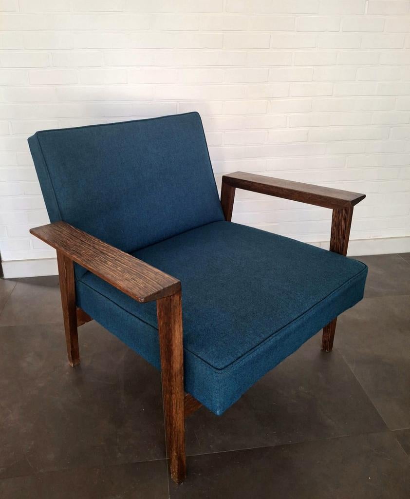 Vintage zetel lounge chair Scandinavisch design turquoise, Huis en Inrichting, Fauteuils, Ophalen