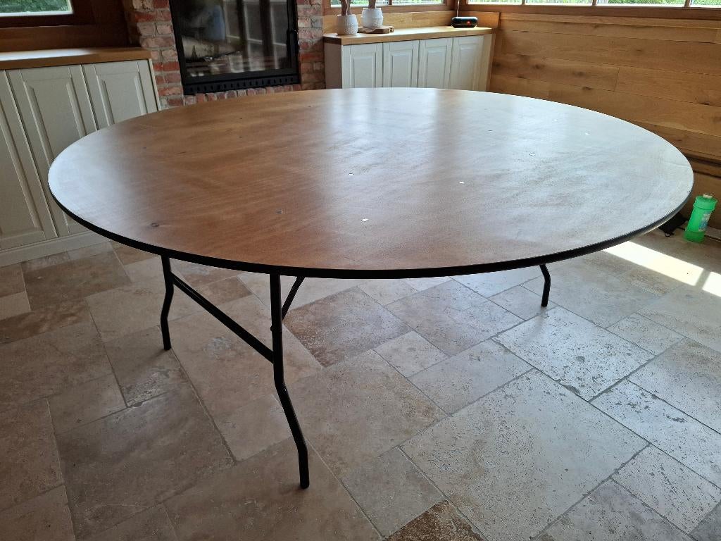 Ronde klaptafel diameter 180cm, Gebruikt, 150 tot 200 cm, Rond, Vijf personen of meer