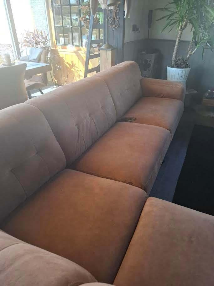 Nubuck leder hoeksalon 250 euro!, Huis en Inrichting, Ophalen, Gebruikt, Stof, Landelijk
