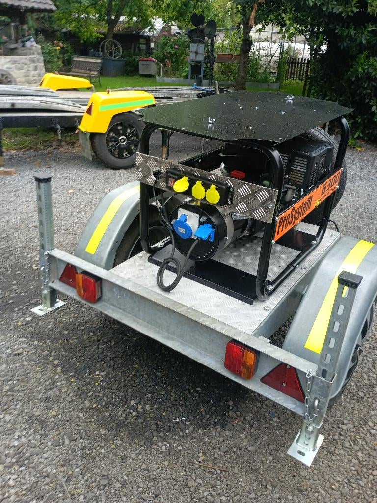 Groupe électrogène neuf sur remorque routière, Bricolage & Construction, Enlèvement, Neuf, 5 à 10 kVA, Essence