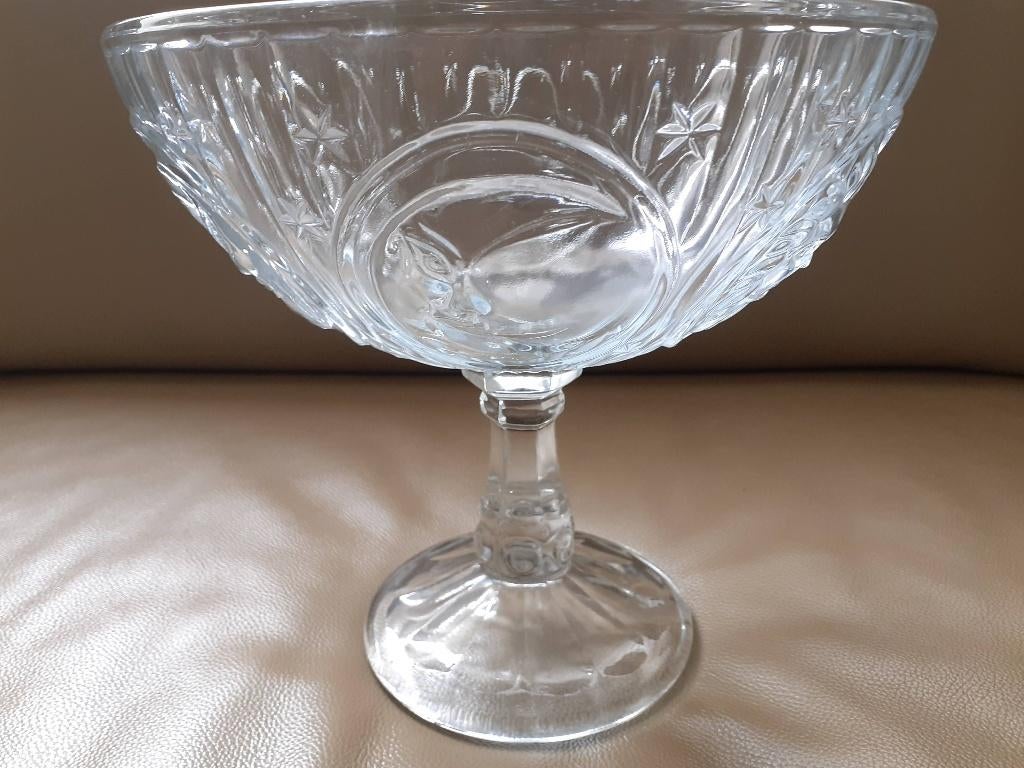Prachtige oude zware glazen fruitschaal, Antiek en Kunst, Ophalen
