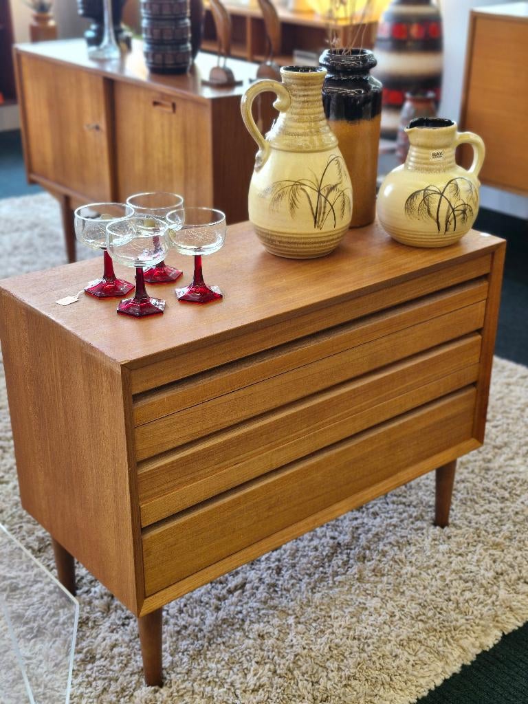 Vintage ladekastje 70s teak, Huis en Inrichting, Ophalen, Gebruikt, 3 of 4 laden, Teakhout